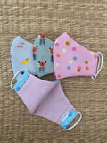 NEW! Cotton Face Mask - CHILD - polka dot peony